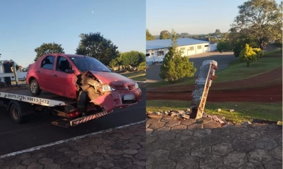  Condutor com sinais de embriaguez é preso após colidir veículo contra muro de órgão público em Quedas do Iguaçu