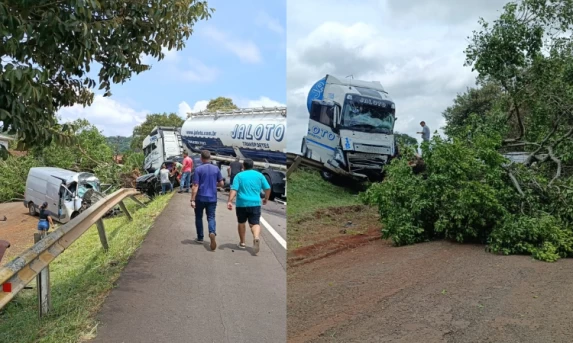 Acidente grave no acesso ao Rio Guarani deixa trânsito lento na BR-277 no início desta tarde