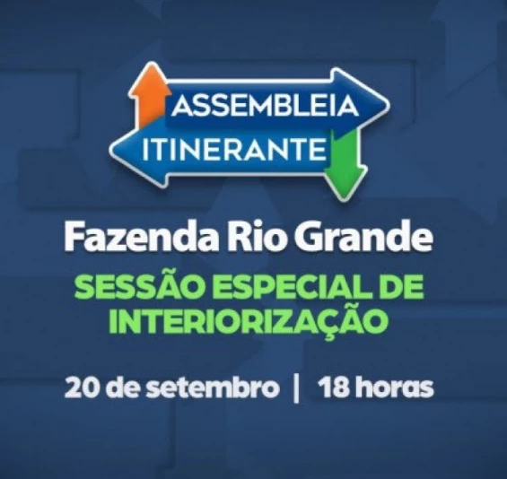 Assembleia Itinerante promove sessão especial em Fazenda Rio Grande nesta quarta-feira (20).