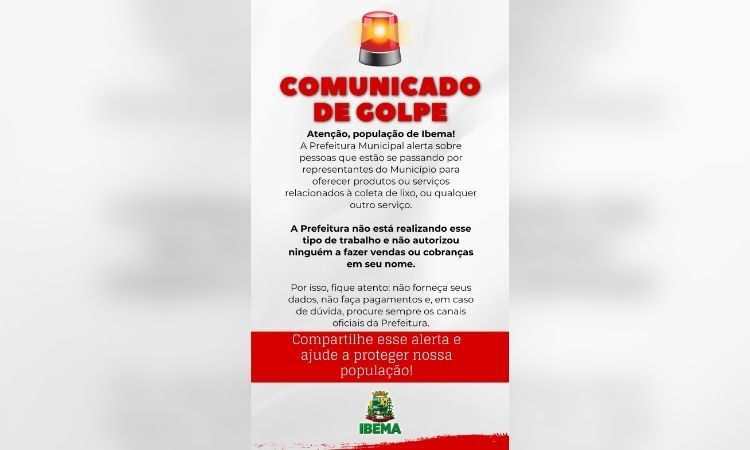 Atenção, população de Ibema!