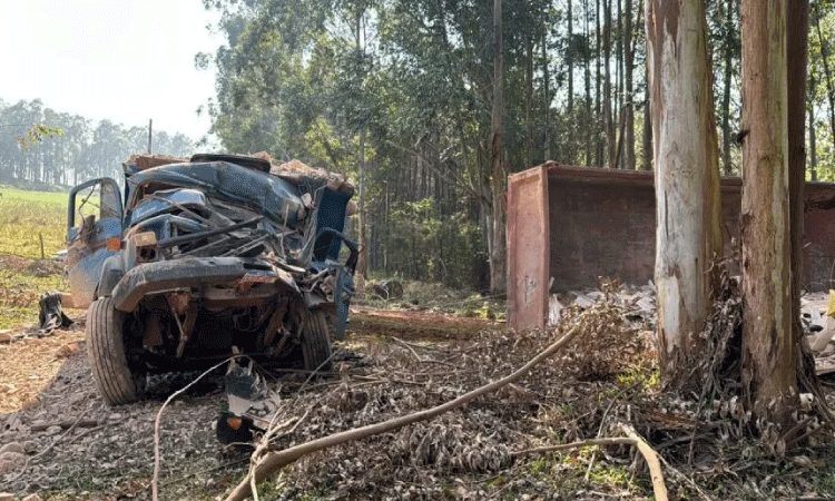 Caminhão fica sem freio e causa acidente com outro caminhão