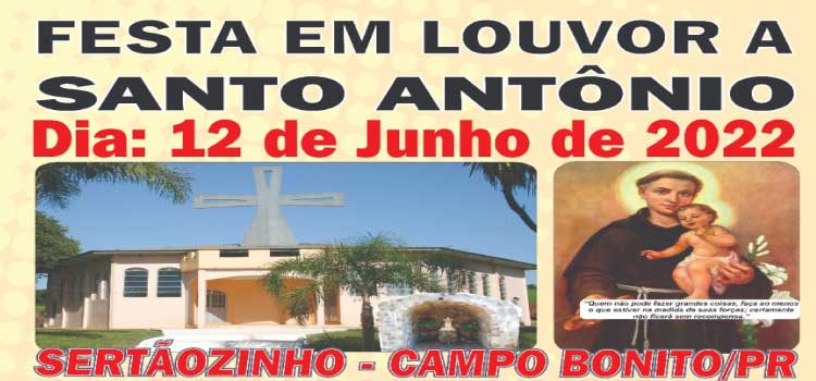 CAMPO BONITO: Comunidade de Sertãozinho realiza sua tradicional festa em louvor a Santo Antônio.