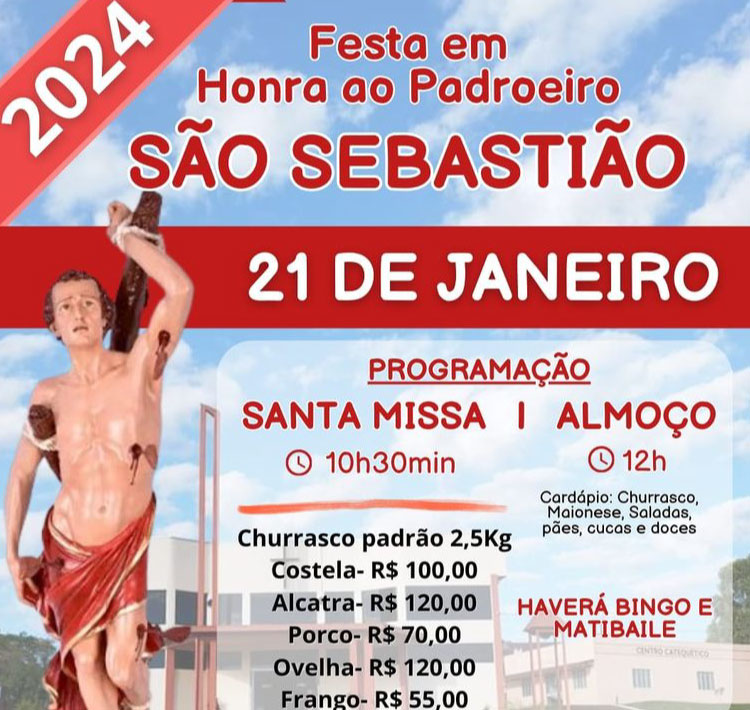 CAMPO BONITO: Município convida para festa em honra ao Padroeiro São Sebastião.