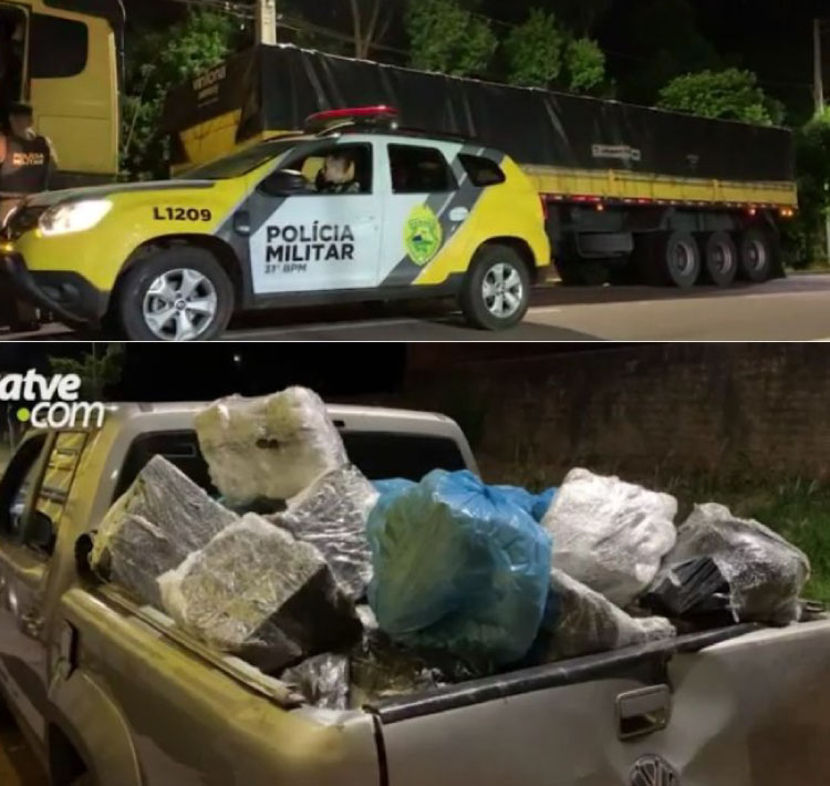 CASCAVEL: Carreta e caminhonete com 2,3 toneladas de maconha são apreendidas.