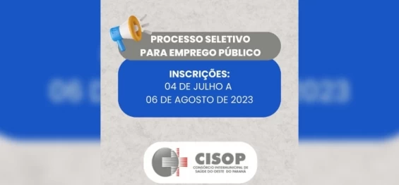 Cisop abre Concurso Público para vagas imediatas e cadastro reserva.