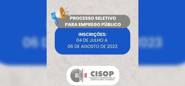 Cisop abre Concurso Público para vagas imediatas e cadastro reserva.