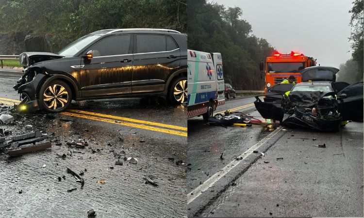Colisão entre dois veículos mobiliza equipes de socorro na BR-277, em Guaraniaçu