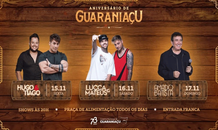 Confira a programação das festividades em comemoração aos 73 anos de Guaraniaçu