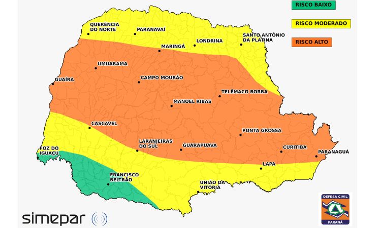 Defesa Civil emite alerta de 