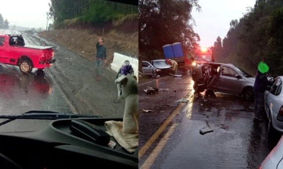 Dois acidentes interditam a PR-281 em Dois Vizinhos e deixam feridos