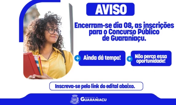 Encerra na próxima quinta-feira, dia 08, as inscrições para o Concurso Público de Guaraniaçu.
