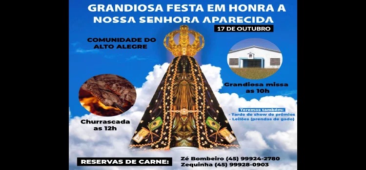 GUARANIAÇU: Comunidade de Alto Alegre realiza festa em honra a Nossa Senhora Aparecida