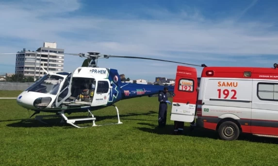 GUARANIAÇU: Helicóptero do Consamu realiza transporte de paciente com AIT