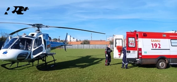 GUARANIAÇU: Paciente de 65 anos sofre infarto e é transferido pelo helicóptero para Cascavel.
