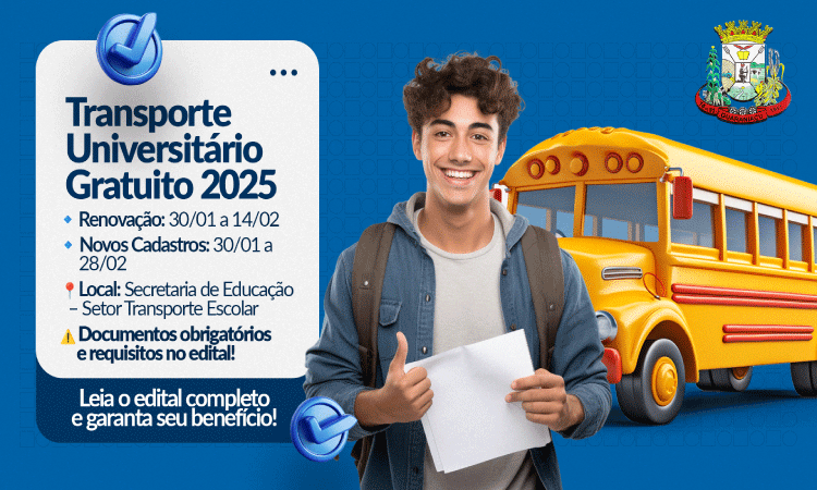 GUARANIAÇU: Prefeitura oferece benefício para custear o Transporte Universitário para o Ano Letivo 2025.