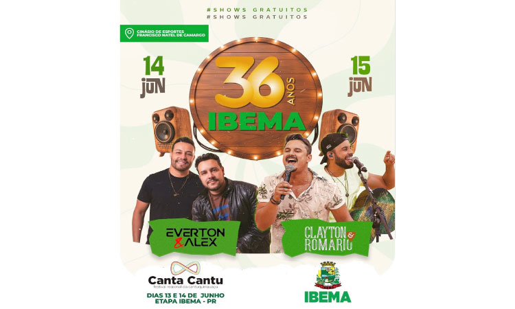 Ibema celebra 36 anos com três dias de festa e shows gratuitos