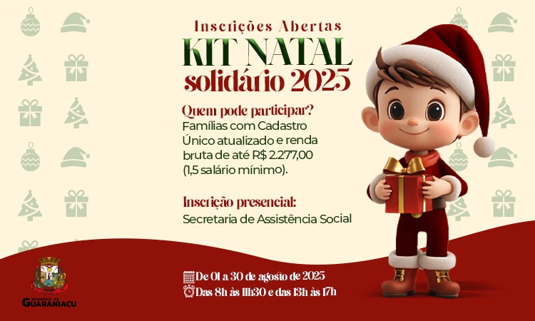 Inscrições Abertas para o Kit Natal Solidário 2025 em Guaraniaçu
