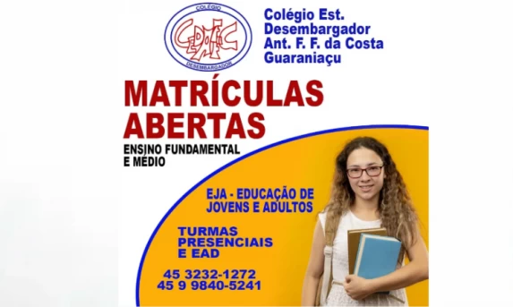 Matrículas Abertas no Colégio Estadual Desembargador Antônio F. F. da Costa em Guaraniaçu
