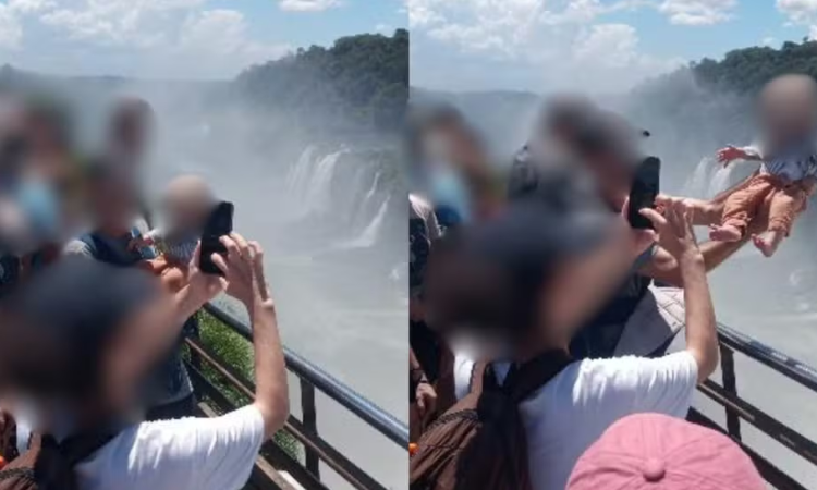Perigo nas Cataratas: Homem Arrisca a Vida de Bebê para Tirar Foto no Parque Nacional do Iguaçu