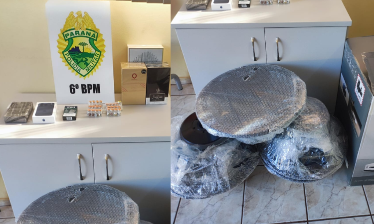 Polícia Militar apoia Receita Federal e apreende eletrônicos, perfumes e medicamentos restritos na BR-277 em Catanduvas