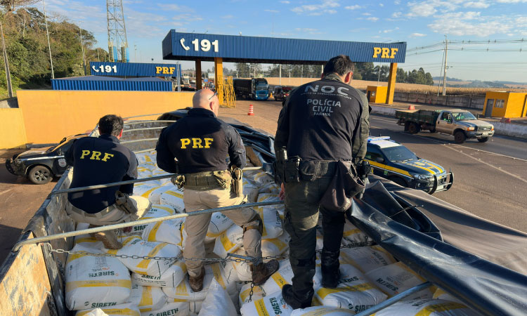 PRF, Polícia Civil e Receita Federal apreendem caminhão carregado com agrotóxicos contrabandeados em Cascavel