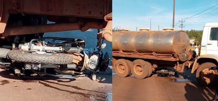 QUEDAS DO IGUAÇU – Acidente entre caminhão e moto é registrado no município 
