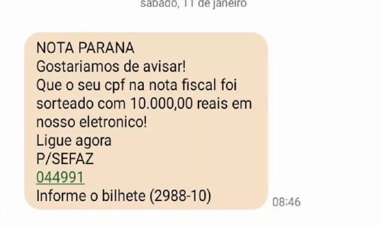 Secretaria da Fazenda alerta sobre golpes com o Nota Paraná