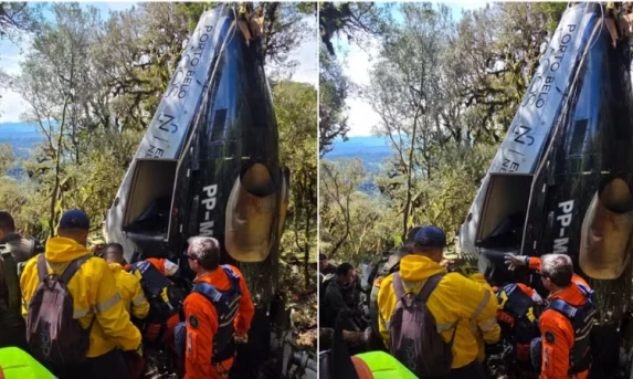 Sinal de celular e mensagem no WhatsApp ajudam bombeiros a localizar destroços de helicóptero em SC; acidente vitimou cantor Rick e mais 4 pessoas
