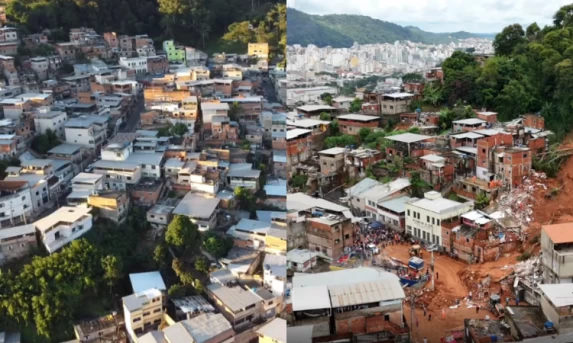 Tragédia em Minas: Antes e depois revela rastro de destruição após chuvas históricas em Juiz de Fora