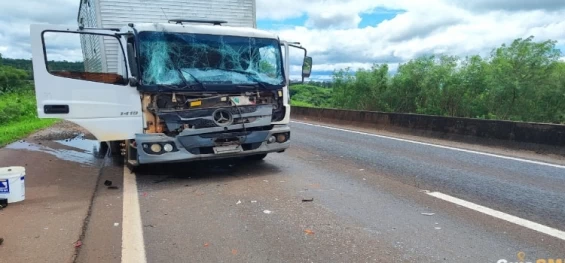 TRÂNSITO: Criança fica ferida em colisão entre caminhões na BR 277 em São Miguel do Iguaçu.
