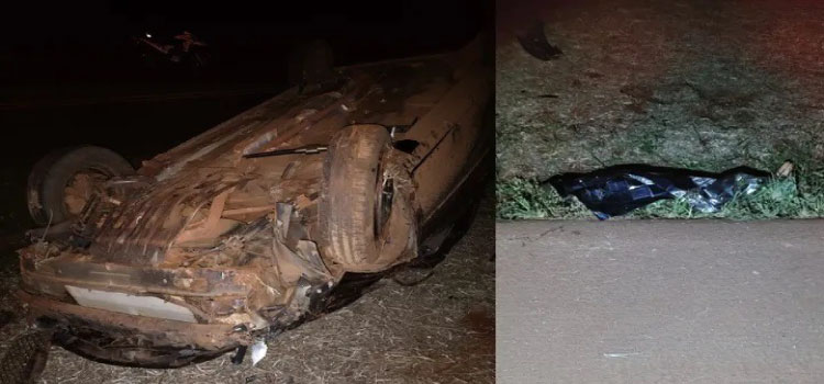 TRÂNSITO: Motorista morre ao perder controle de veículo, sair de pista e capotar na PR-471 em Três Barras do Paraná.