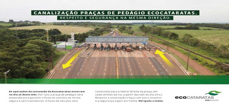 TRÂNSITO: Ecocataratas canalizará tráfego nas praças de pedágio; entenda como funcionará